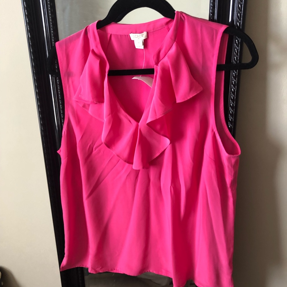 Pink J. Crew Ruffle Blouse